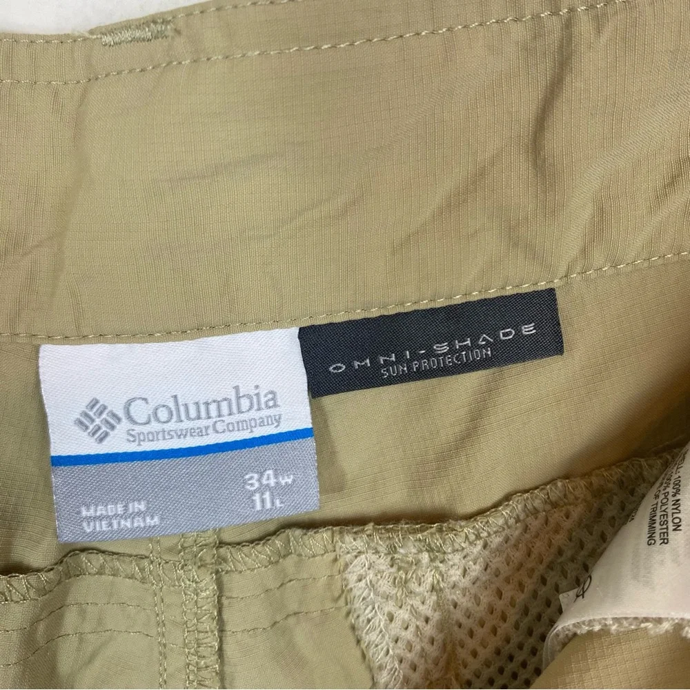 Columbia Men’s 34 Omni-shade‎ Sun Protection Shorts pockets Lightweight Khaki - Picture 2 of 9